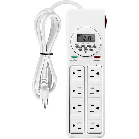 IPOWER 8 Outlet Surge Protector with 7-Day Digital Timer HIPOWERSTRIP8TD